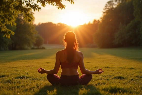 A person meditating in a peaceful natural setting, representing mental wellness.