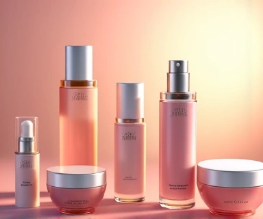 Elegant women's skincare products including serums and creams, symbolizing beauty and care.